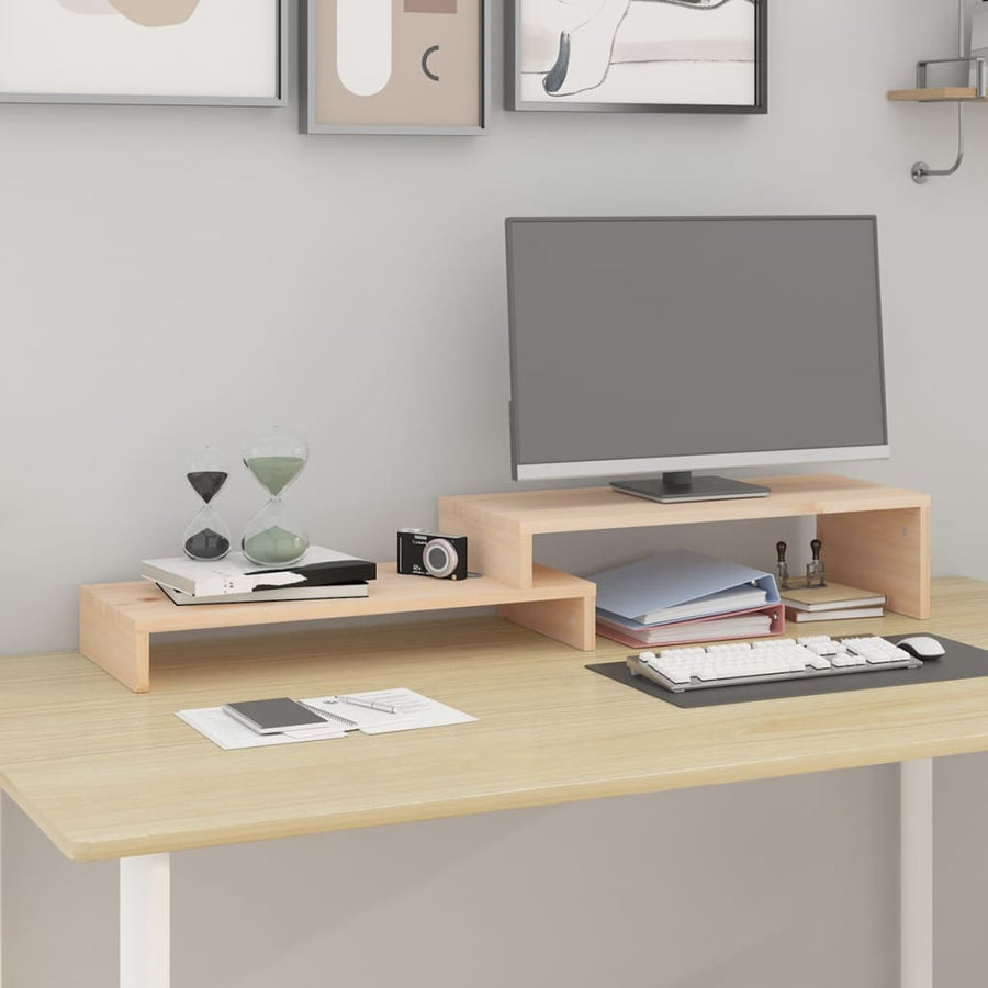 Monitorstandaard (52-101)X22X14 Cm Massief Grenenhout Naturel