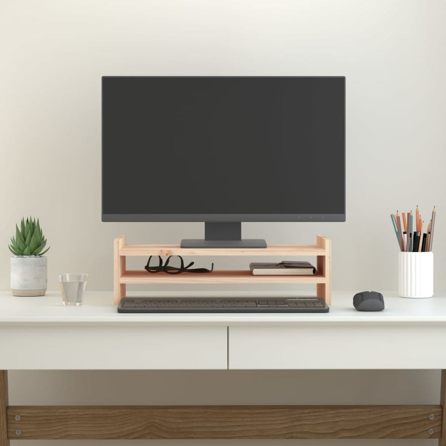 Monitorstandaard Massief Grenenhout 50 x 27 x 15 cm Naturel
