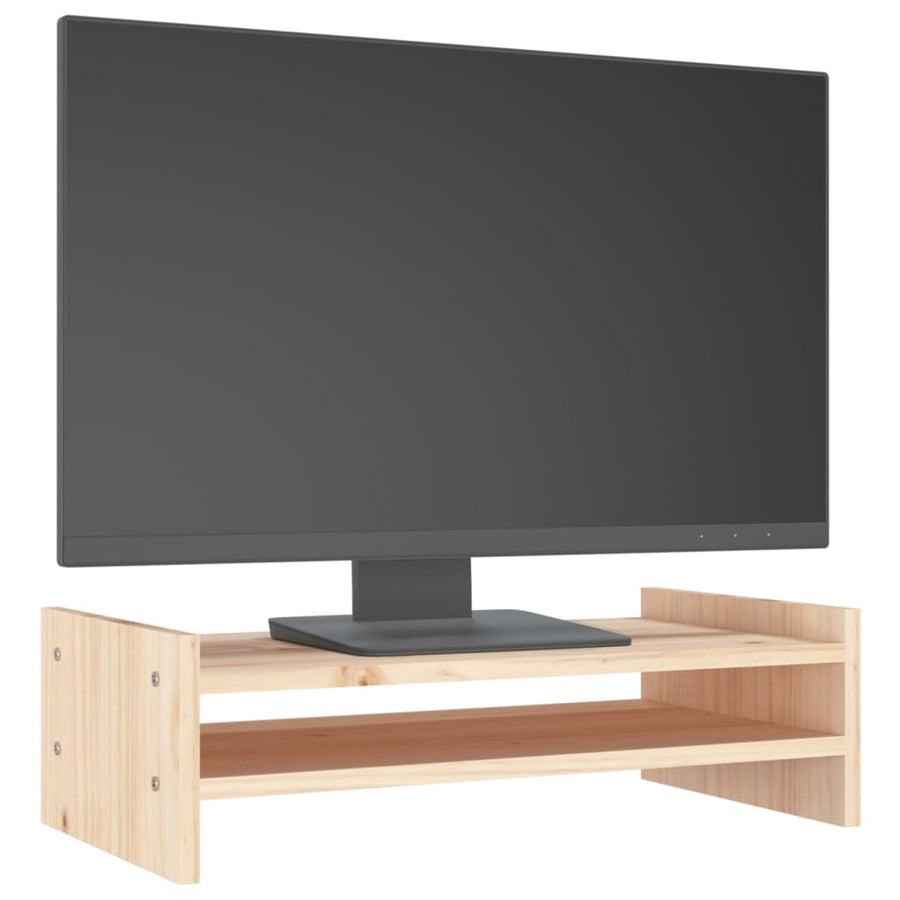 Monitorstandaard Massief Grenenhout 50 x 27 x 15 cm Naturel