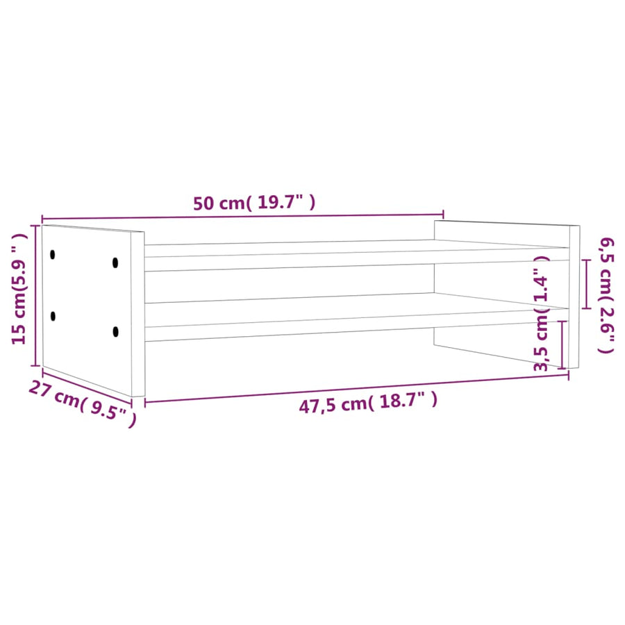 Monitorstandaard Massief Grenenhout 50 x 27 x 15 cm Naturel
