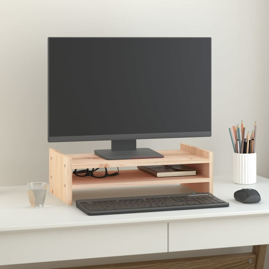 Monitorstandaard Massief Grenenhout 50 x 27 x 15 cm Naturel
