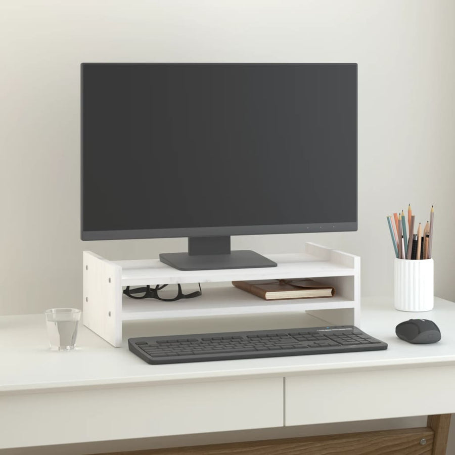 Monitorstandaard 50x27x15 cm massief grenenhout wit 50 x 27 x 15 cm Wit