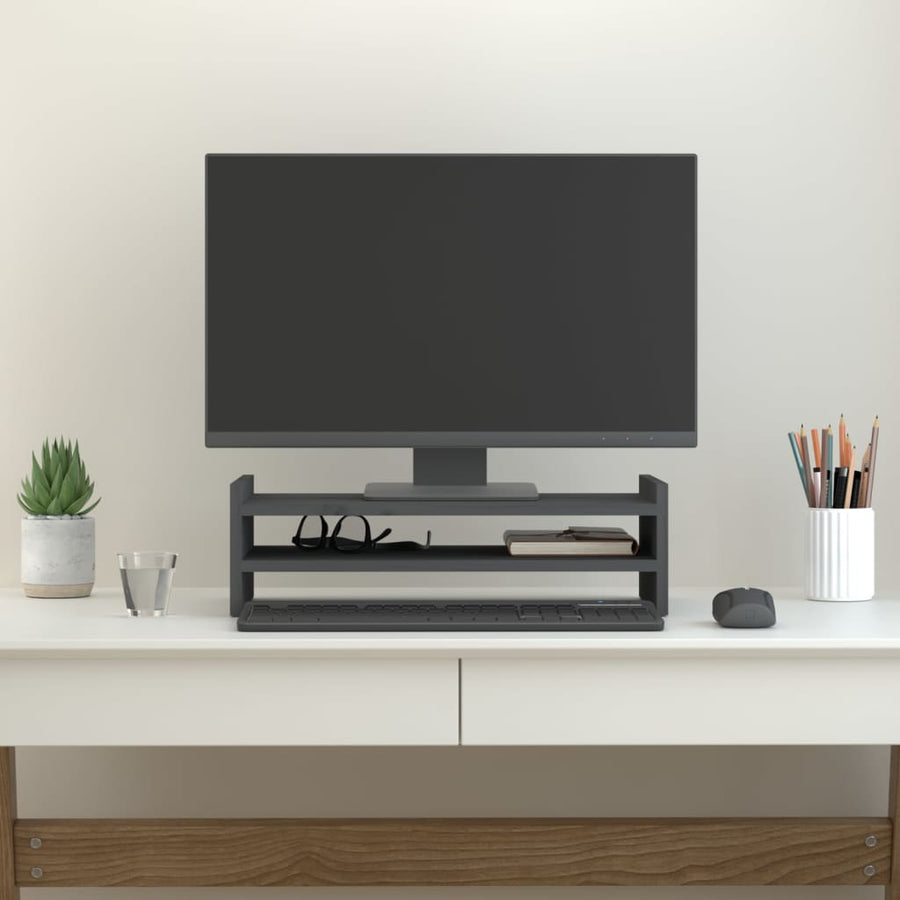 Monitorstandaard 50x27x15 cm massief grenenhout grijs 50 x 27 x 15 cm Grijs