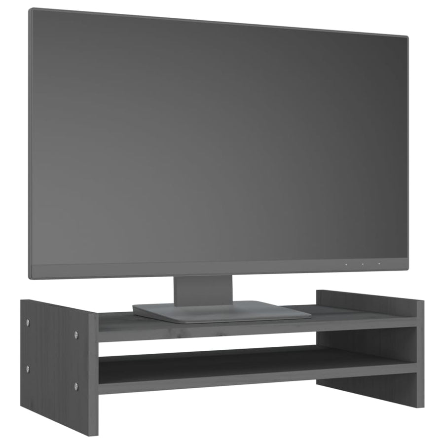 Monitorstandaard 50x27x15 cm massief grenenhout grijs 50 x 27 x 15 cm Grijs