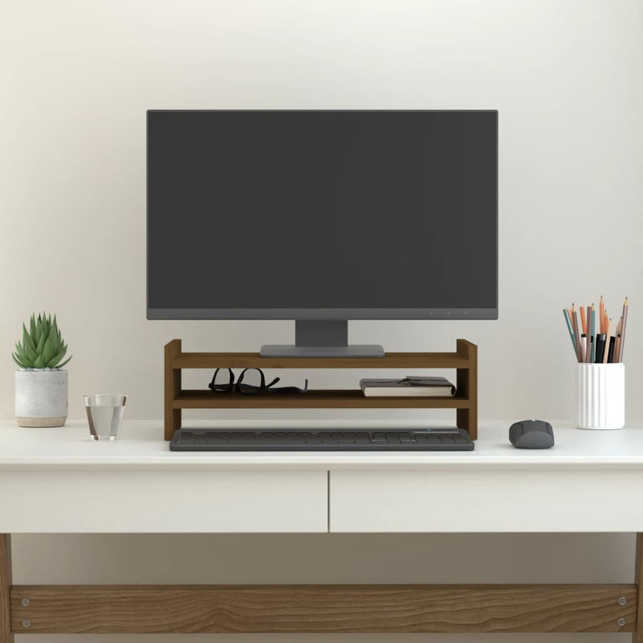 Monitorstandaard 50x27x15 cm massief grenenhout honingbruin 50 x 27 x 15 cm Honingbruin