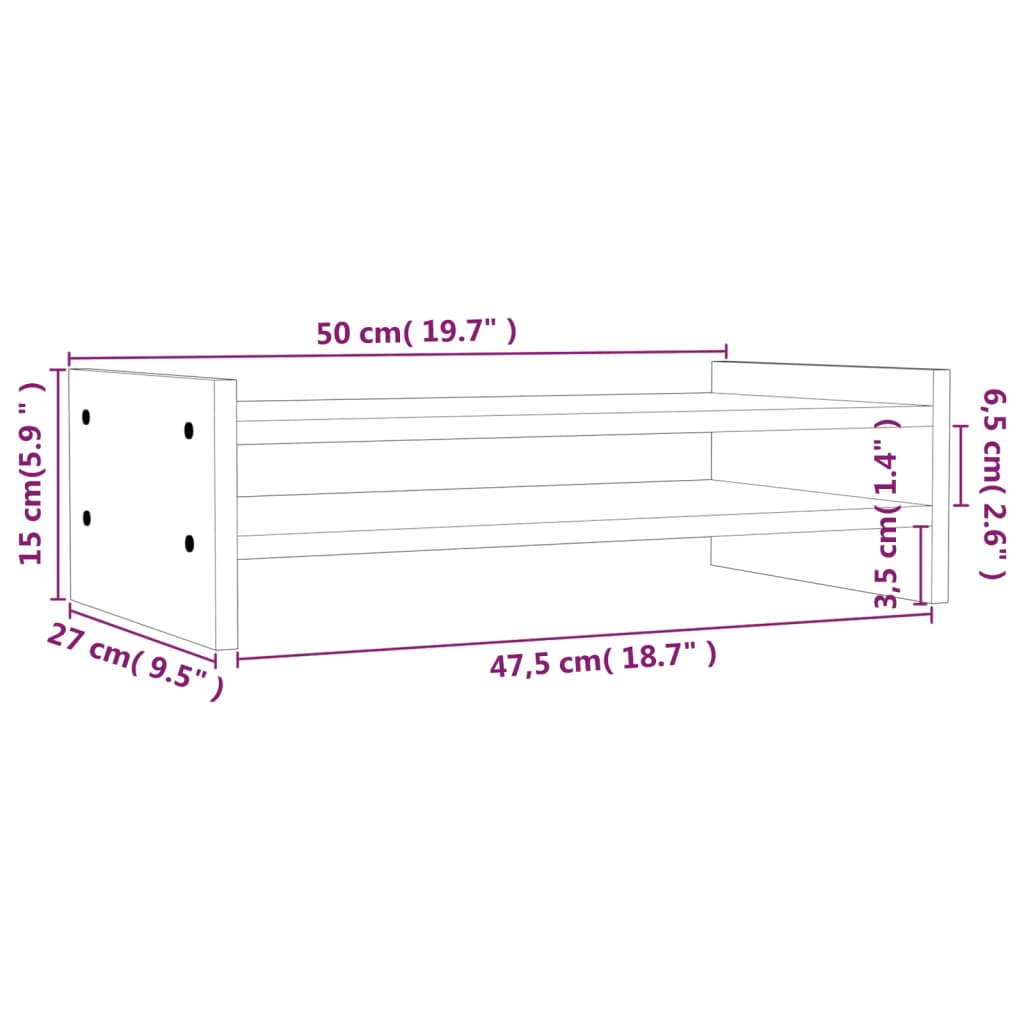 Monitorstandaard 50x27x15 cm massief grenenhout honingbruin 50 x 27 x 15 cm Honingbruin