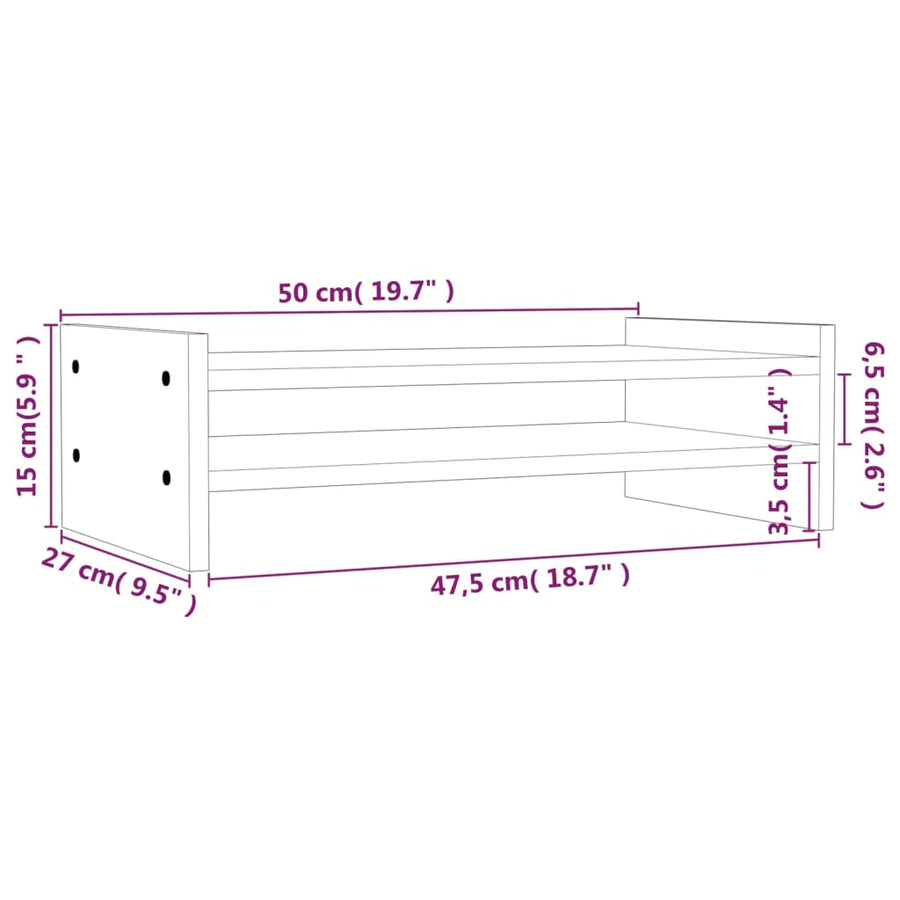 Monitorstandaard 50x27x15 cm massief grenenhout honingbruin 50 x 27 x 15 cm Honingbruin
