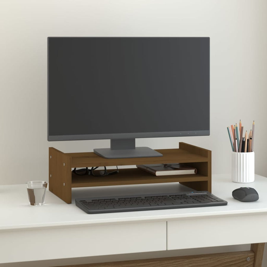 Monitorstandaard 50x27x15 cm massief grenenhout honingbruin 50 x 27 x 15 cm Honingbruin