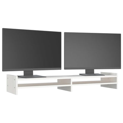 Monitorstandaard 100x27x15 cm massief grenenhout wit 100 x 27 x 15 cm Wit