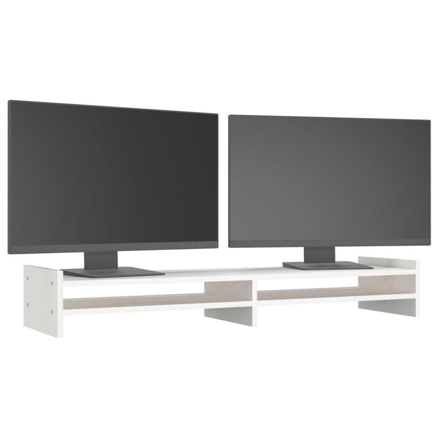 Monitorstandaard 100x27x15 cm massief grenenhout wit 100 x 27 x 15 cm Wit