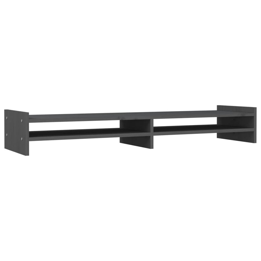 Monitorstandaard 100x27x15 cm massief grenenhout grijs 100 x 27 x 15 cm Grijs