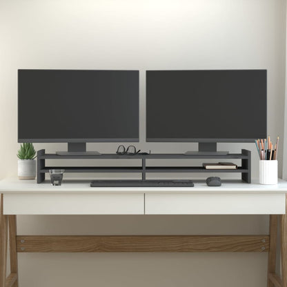 Monitorstandaard 100x27x15 cm massief grenenhout grijs 100 x 27 x 15 cm Grijs