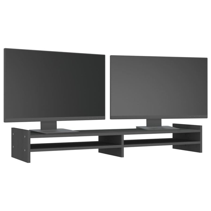 Monitorstandaard 100x27x15 cm massief grenenhout grijs 100 x 27 x 15 cm Grijs