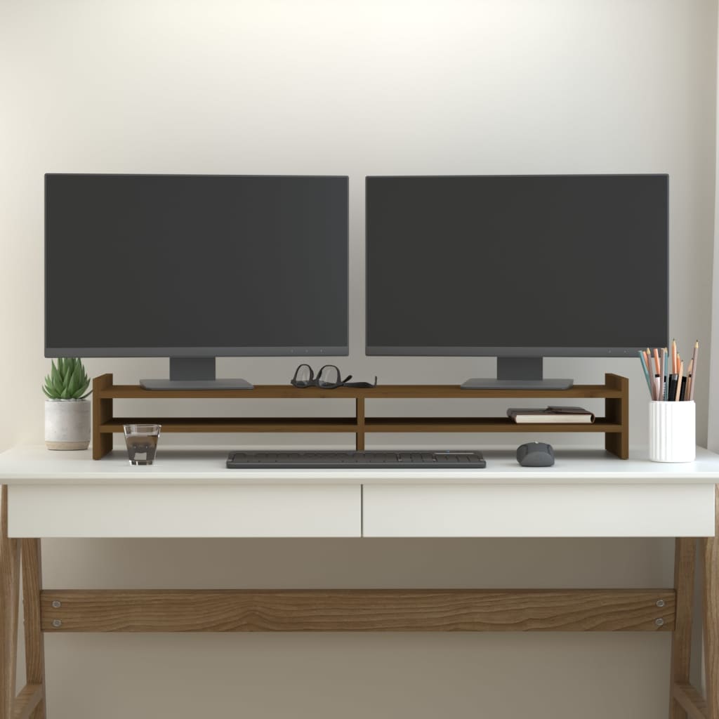 Monitorstandaard 100x27x15 cm massief grenenhout honingbruin 100 x 27 x 15 cm Honingbruin