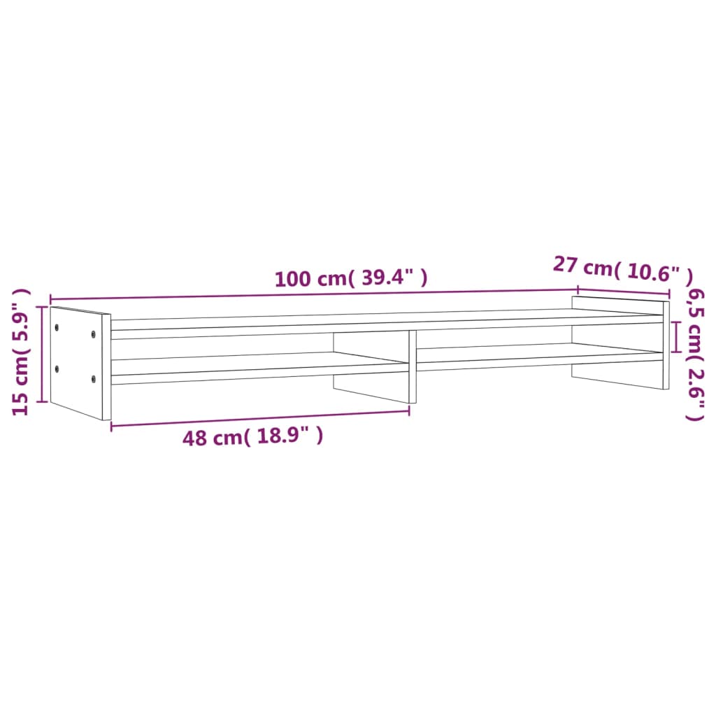 Monitorstandaard 100x27x15 cm massief grenenhout honingbruin 100 x 27 x 15 cm Honingbruin