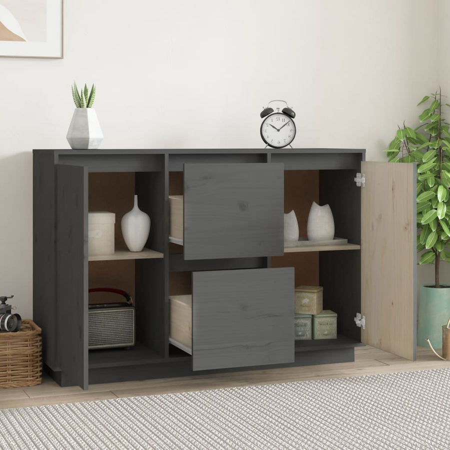 Dressoir 111X34X75 Cm Massief Grenenhout Grijs