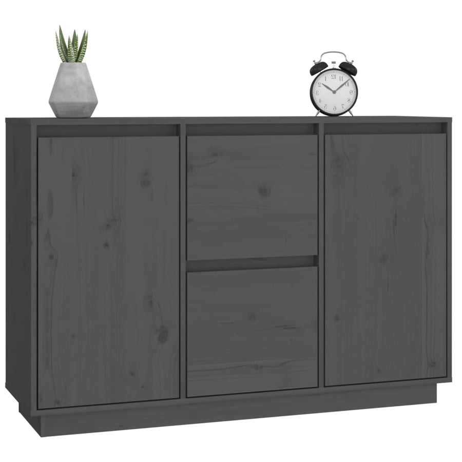 Dressoir 111X34X75 Cm Massief Grenenhout Grijs
