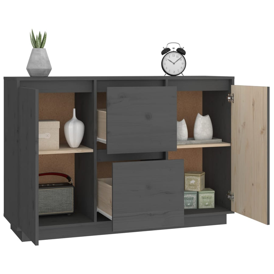 Dressoir 111X34X75 Cm Massief Grenenhout Grijs