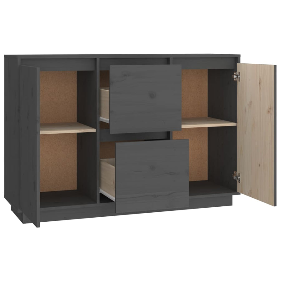 Dressoir 111X34X75 Cm Massief Grenenhout Grijs