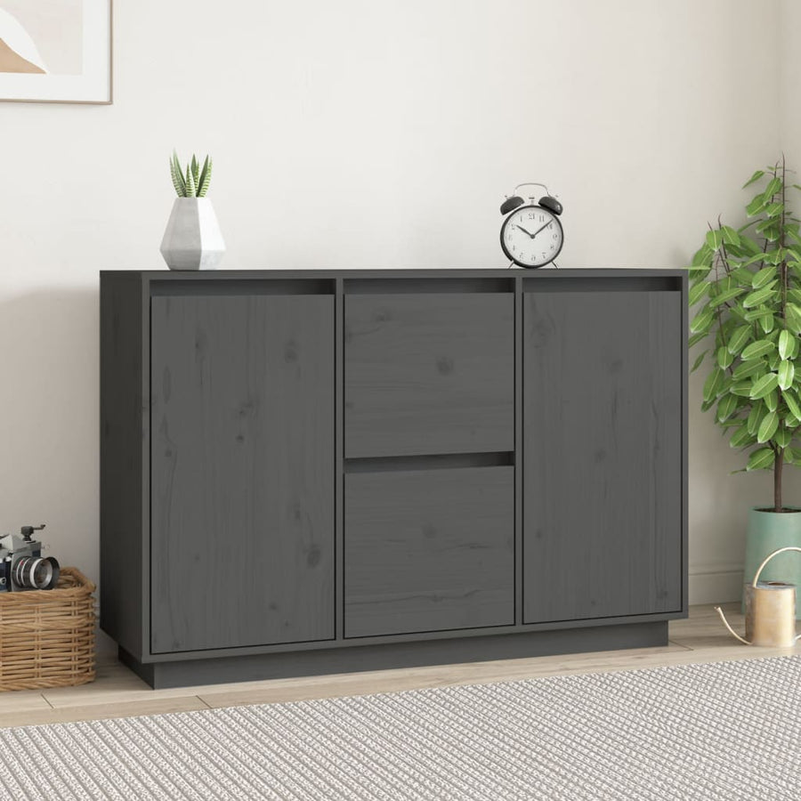Dressoir 111X34X75 Cm Massief Grenenhout Grijs