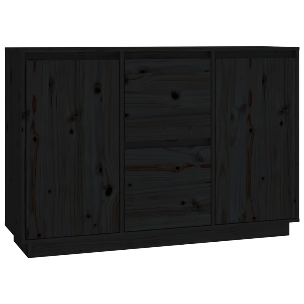Dressoir 111X34X75 Cm Massief Grenenhout Zwart