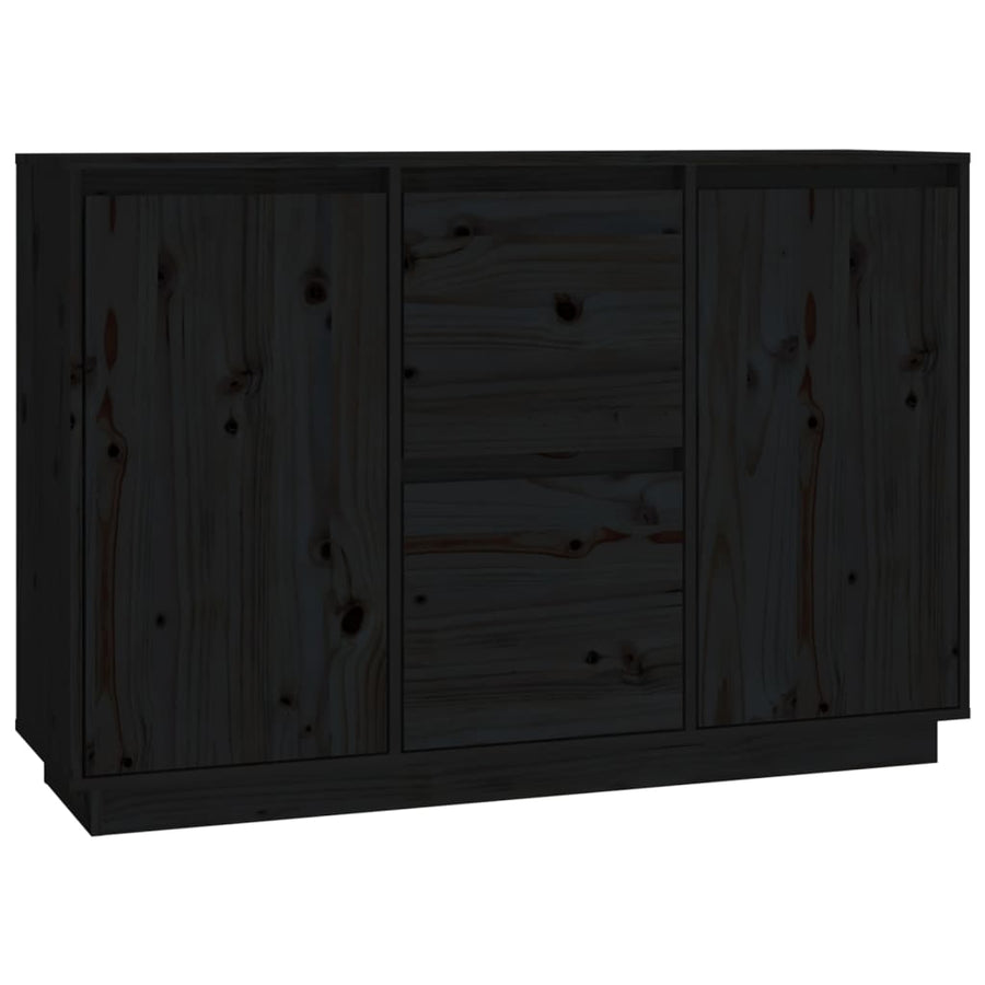 Dressoir 111X34X75 Cm Massief Grenenhout Zwart