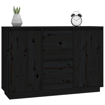 Dressoir 111X34X75 Cm Massief Grenenhout Zwart
