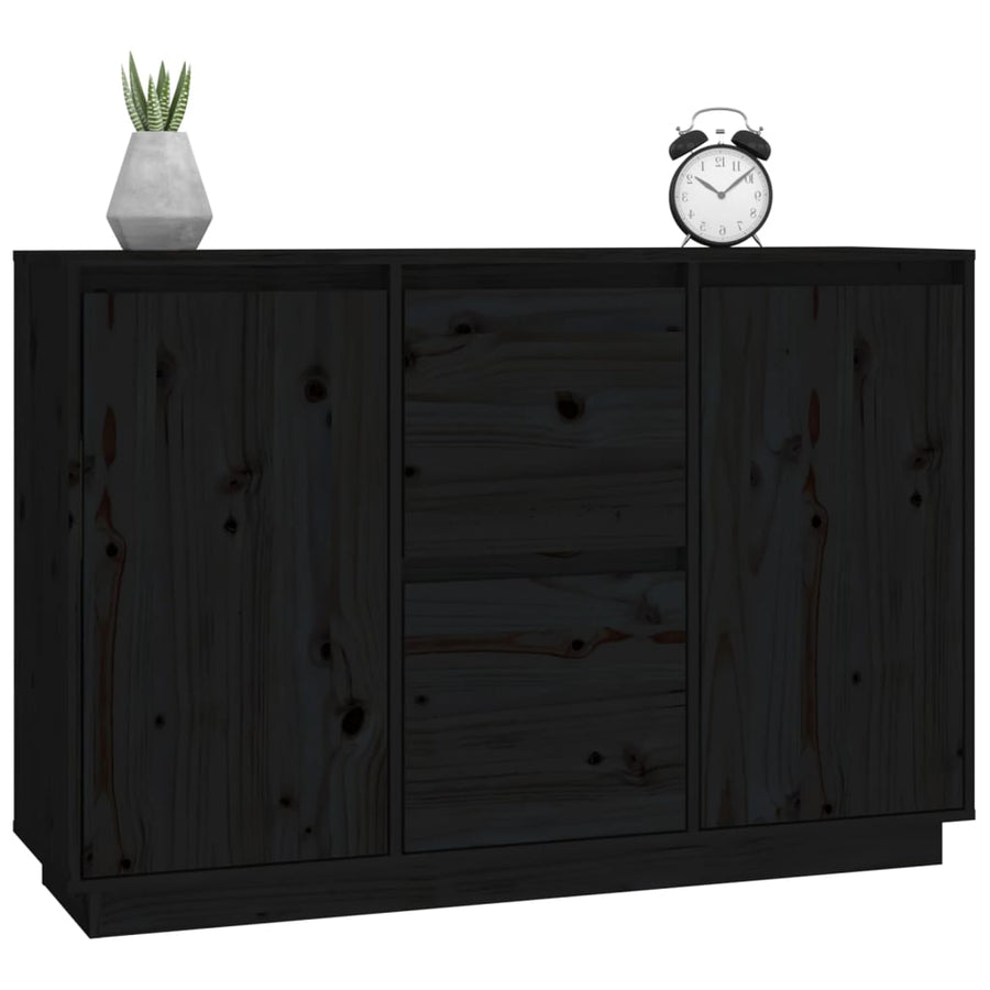 Dressoir 111X34X75 Cm Massief Grenenhout Zwart