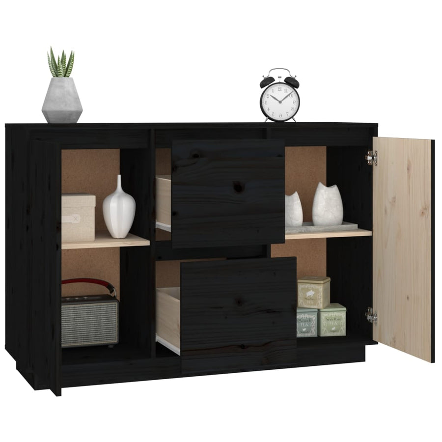 Dressoir 111X34X75 Cm Massief Grenenhout Zwart