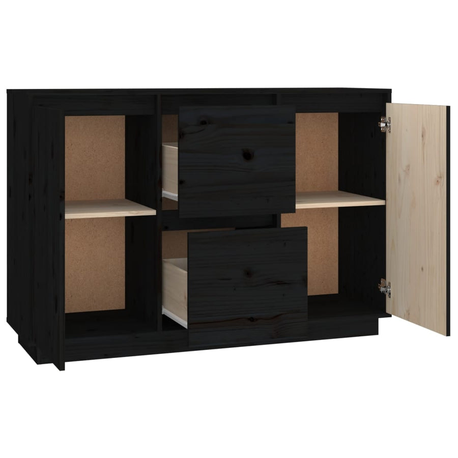 Dressoir 111X34X75 Cm Massief Grenenhout Zwart