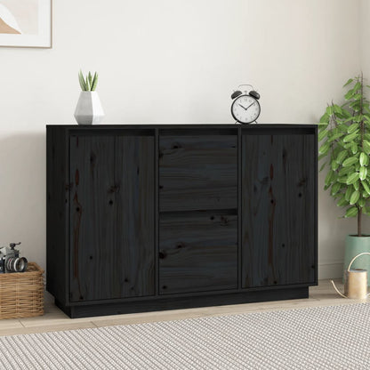 Dressoir 111X34X75 Cm Massief Grenenhout Zwart