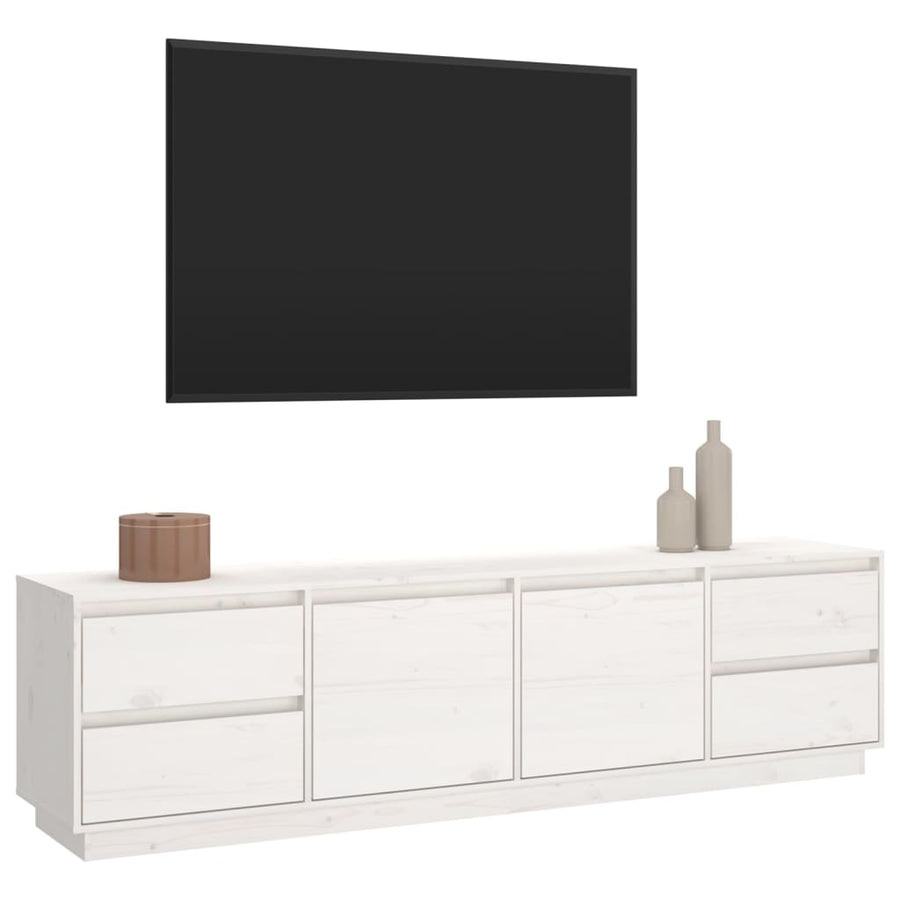 Tv-Meubel 76X37X47,5 Cm Massief Grenenhout Wit