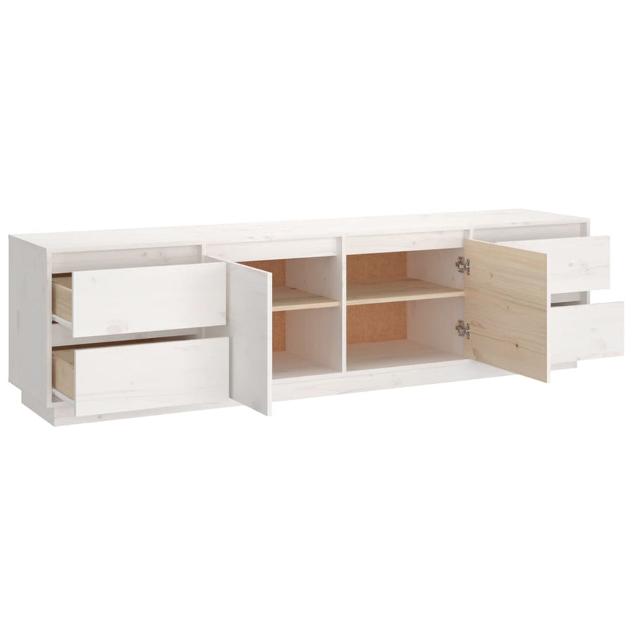 Tv-Meubel 76X37X47,5 Cm Massief Grenenhout Wit