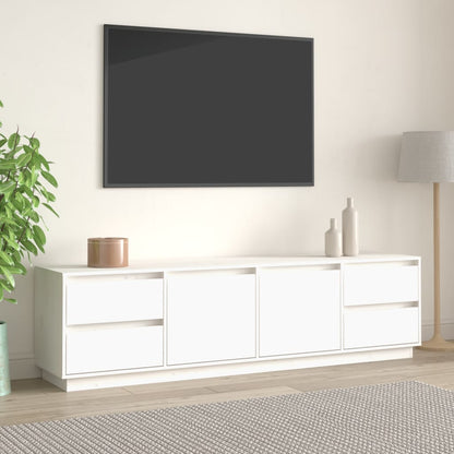 Tv-Meubel 76X37X47,5 Cm Massief Grenenhout Wit