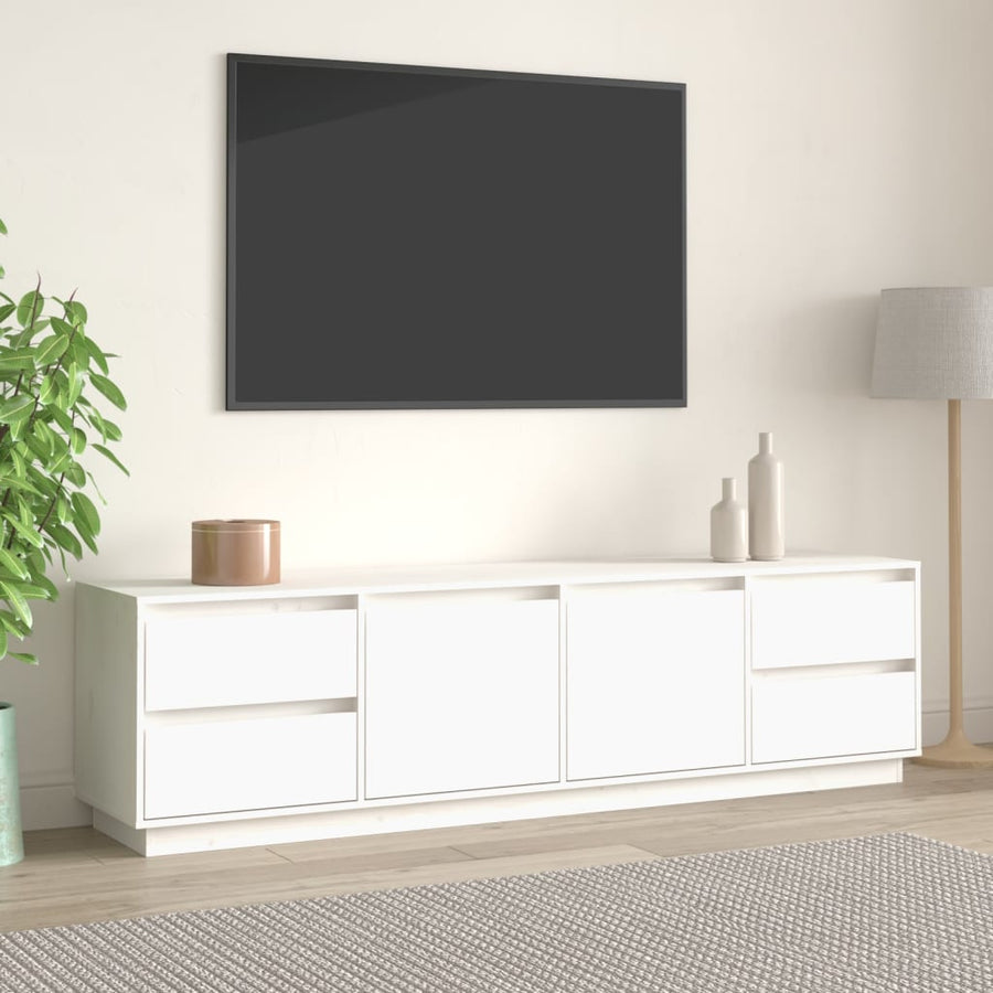 Tv-Meubel 76X37X47,5 Cm Massief Grenenhout Wit
