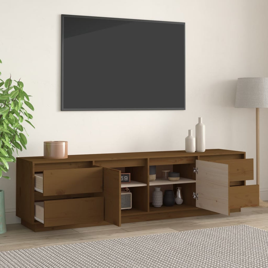 Tv-Meubel 76X37X47,5 Cm Massief Grenenhout Honingbruin