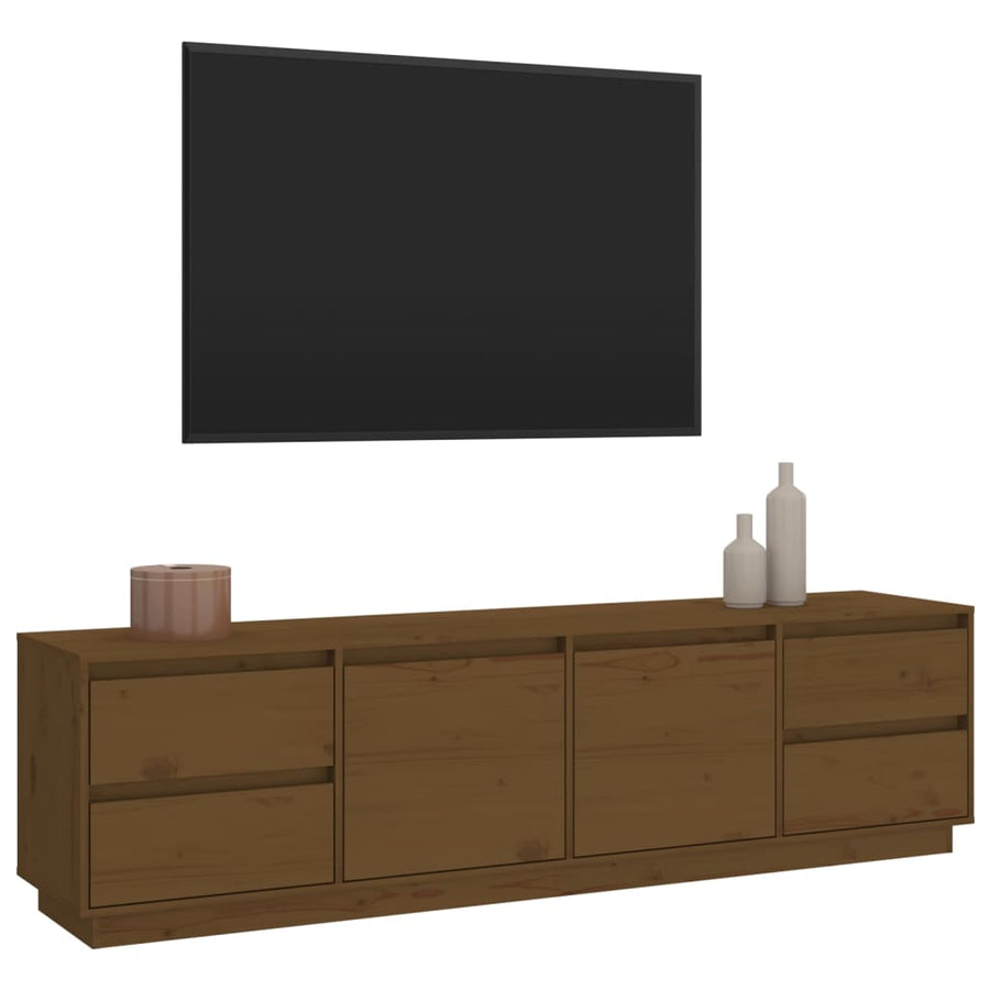 Tv-Meubel 76X37X47,5 Cm Massief Grenenhout Honingbruin