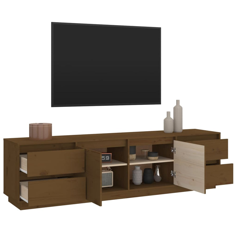 Tv-Meubel 76X37X47,5 Cm Massief Grenenhout Honingbruin