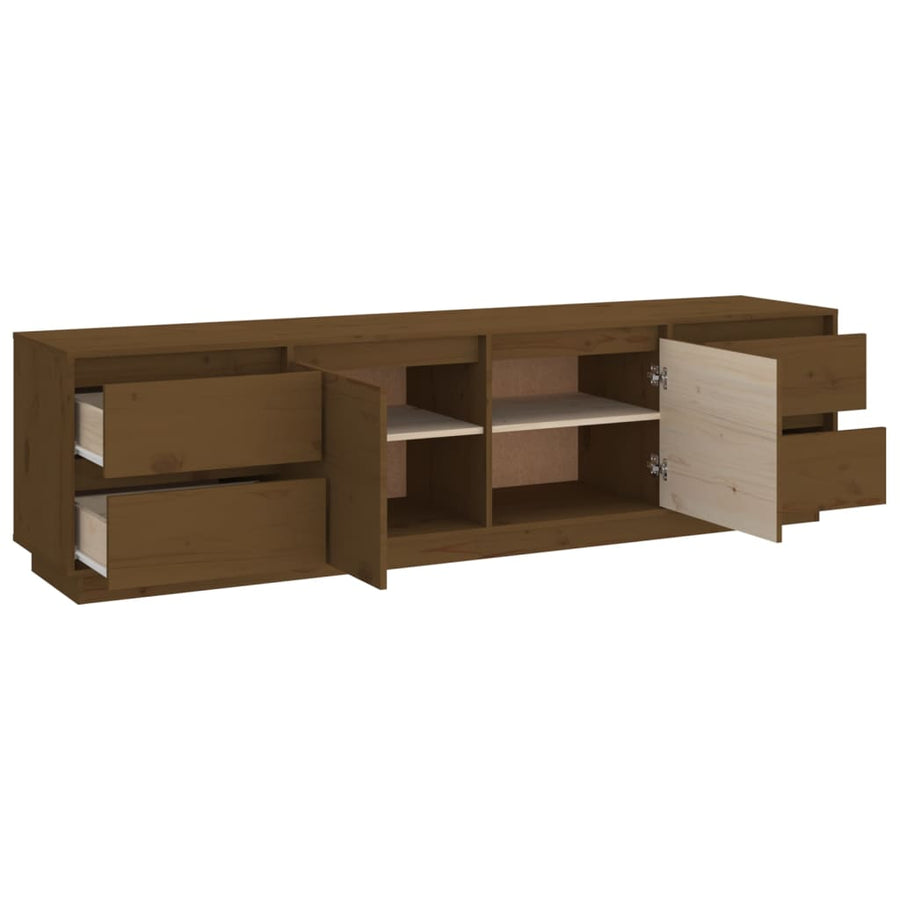 Tv-Meubel 76X37X47,5 Cm Massief Grenenhout Honingbruin