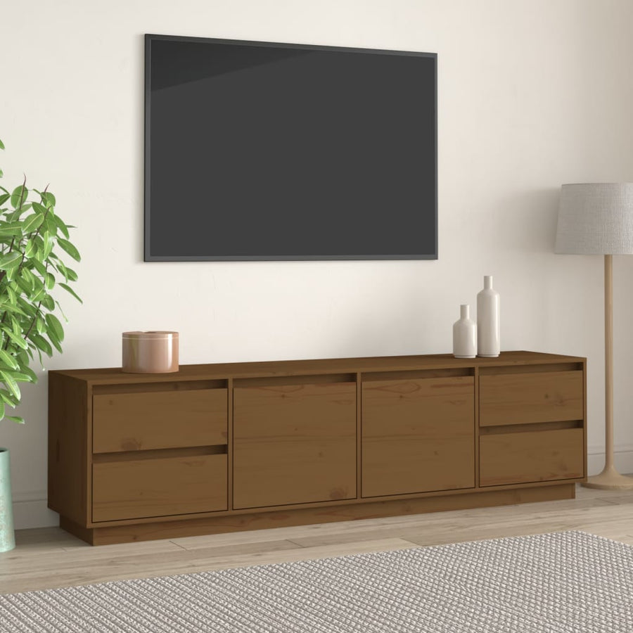 Tv-Meubel 76X37X47,5 Cm Massief Grenenhout Honingbruin