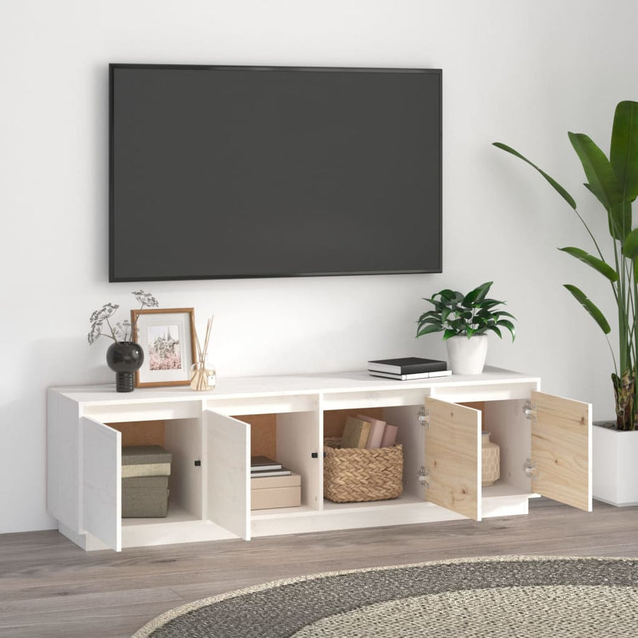 Tv-Meubel 56X37X45 Cm Massief Grenenhout Wit