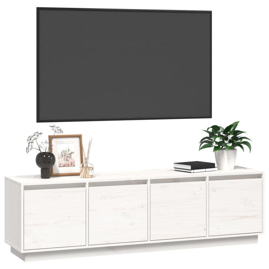 Tv-Meubel 56X37X45 Cm Massief Grenenhout Wit