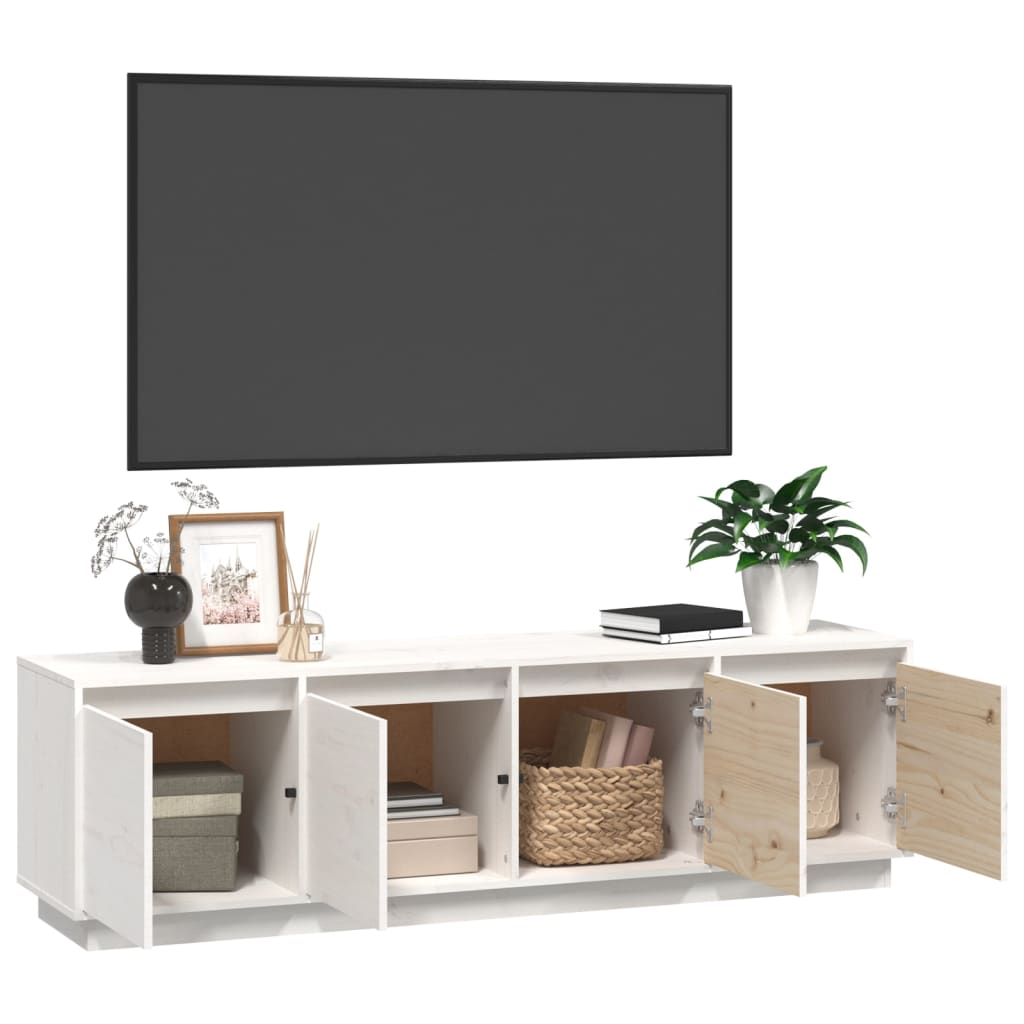 Tv-Meubel 56X37X45 Cm Massief Grenenhout Wit
