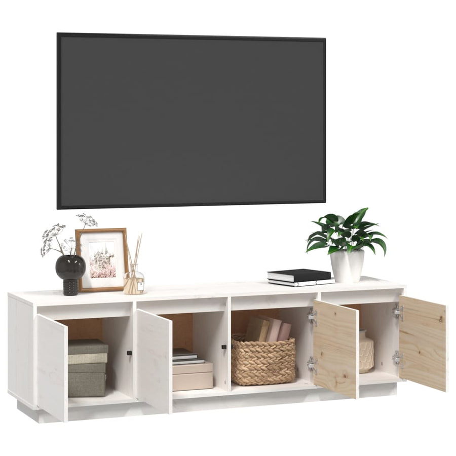 Tv-Meubel 56X37X45 Cm Massief Grenenhout Wit