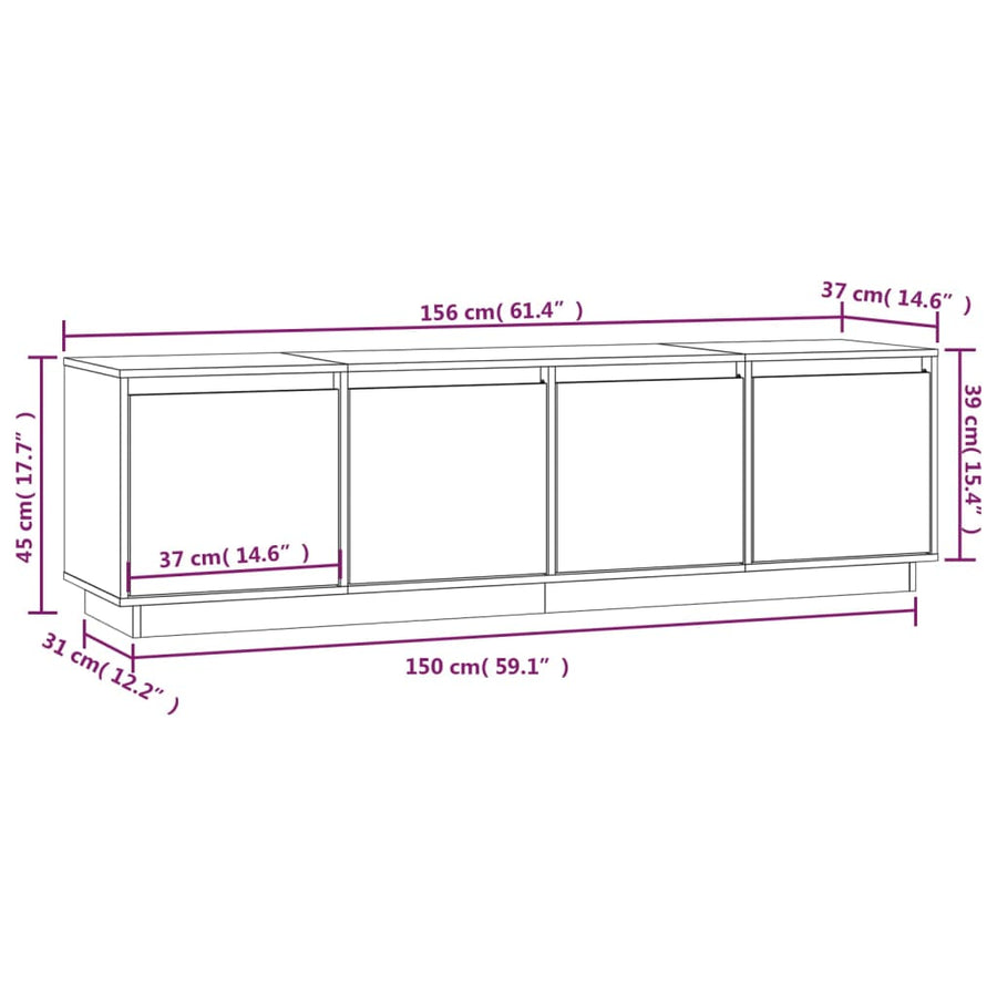 Tv-Meubel 56X37X45 Cm Massief Grenenhout Wit