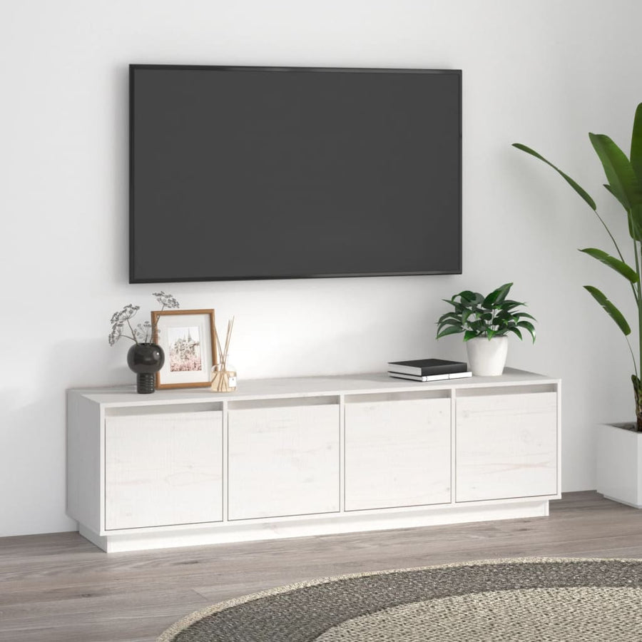 Tv-Meubel 56X37X45 Cm Massief Grenenhout Wit