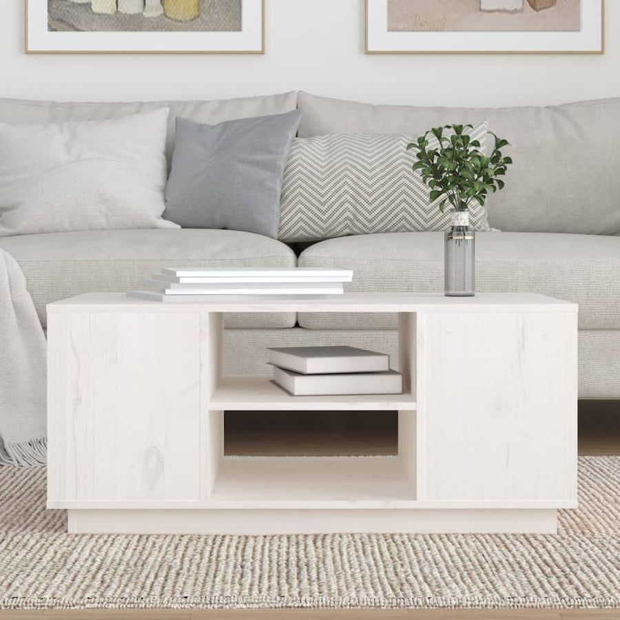 Salontafel 90X49X40,5 Cm Massief Grenenhout Wit