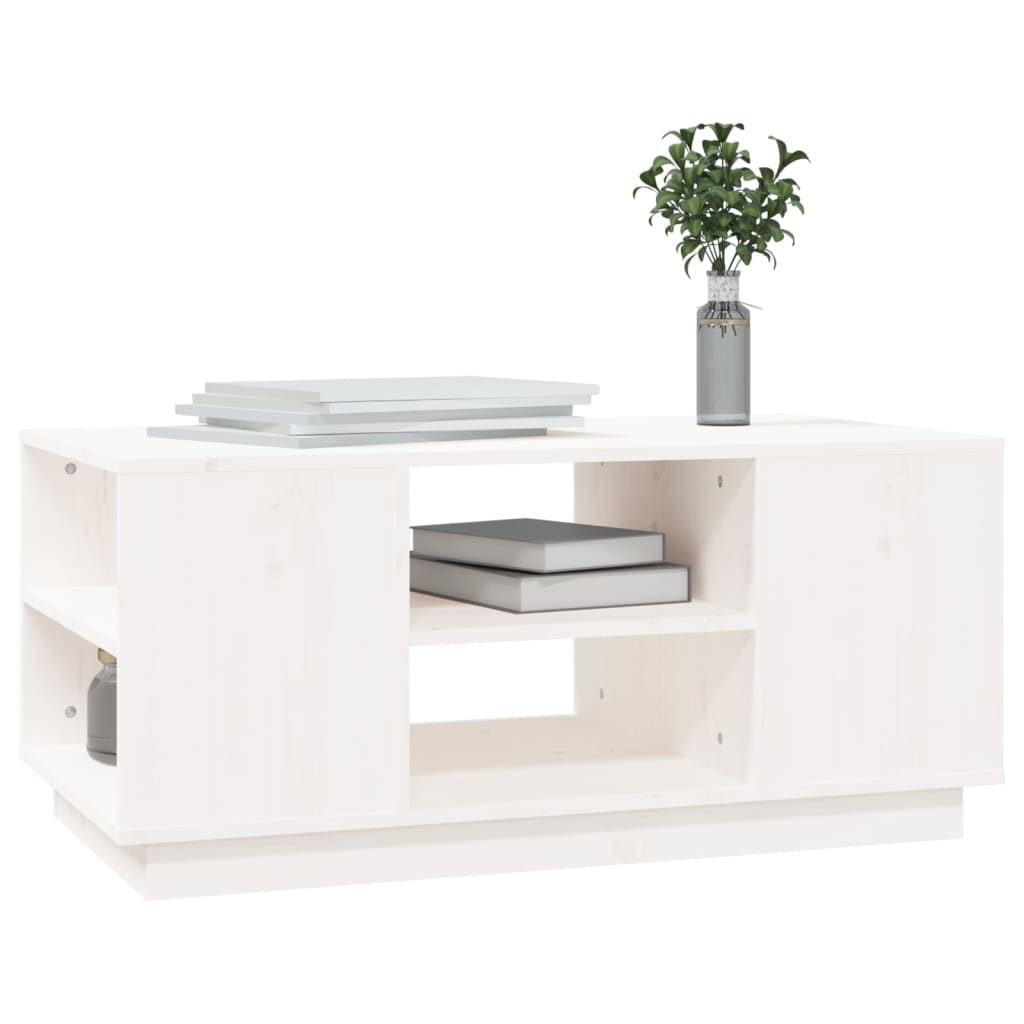 Salontafel 90X49X40,5 Cm Massief Grenenhout Wit