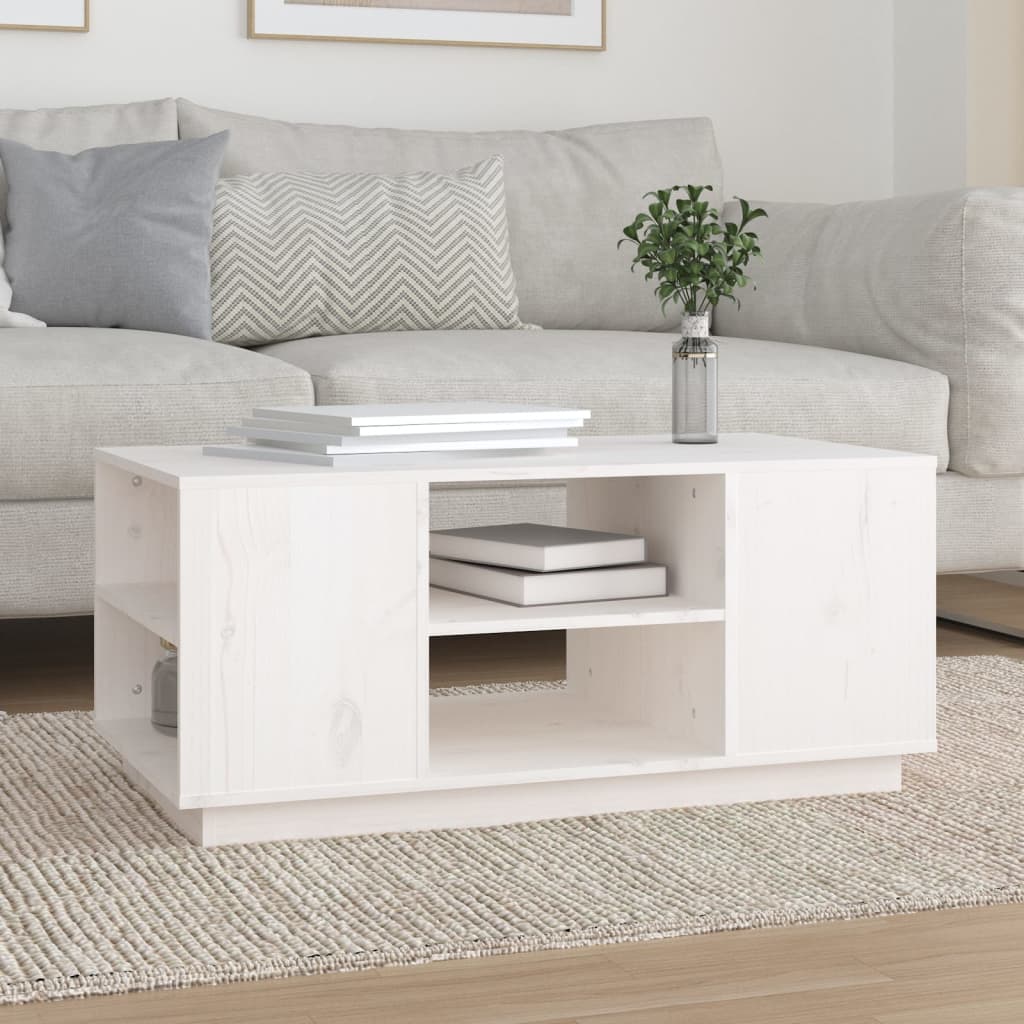 Salontafel 90X49X40,5 Cm Massief Grenenhout Wit