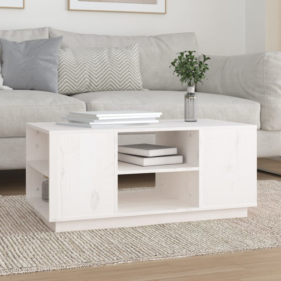 Salontafel 90X49X40,5 Cm Massief Grenenhout Wit